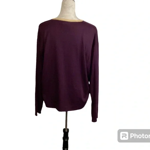 Causal Corner Sweater Metallic Trim Classic Timeless 90s Basic Womens SZ XL - Picture 4 of 8